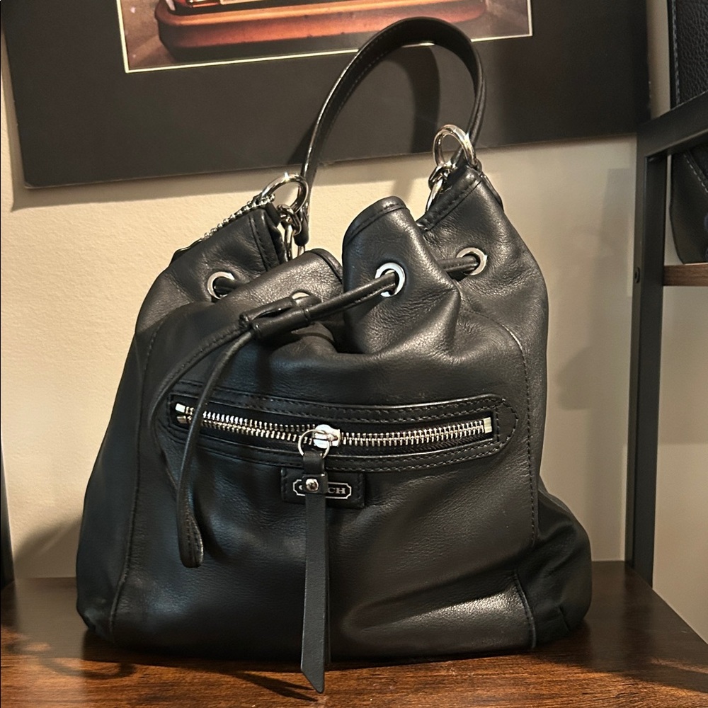 Coach Black Leather Hobo Bag